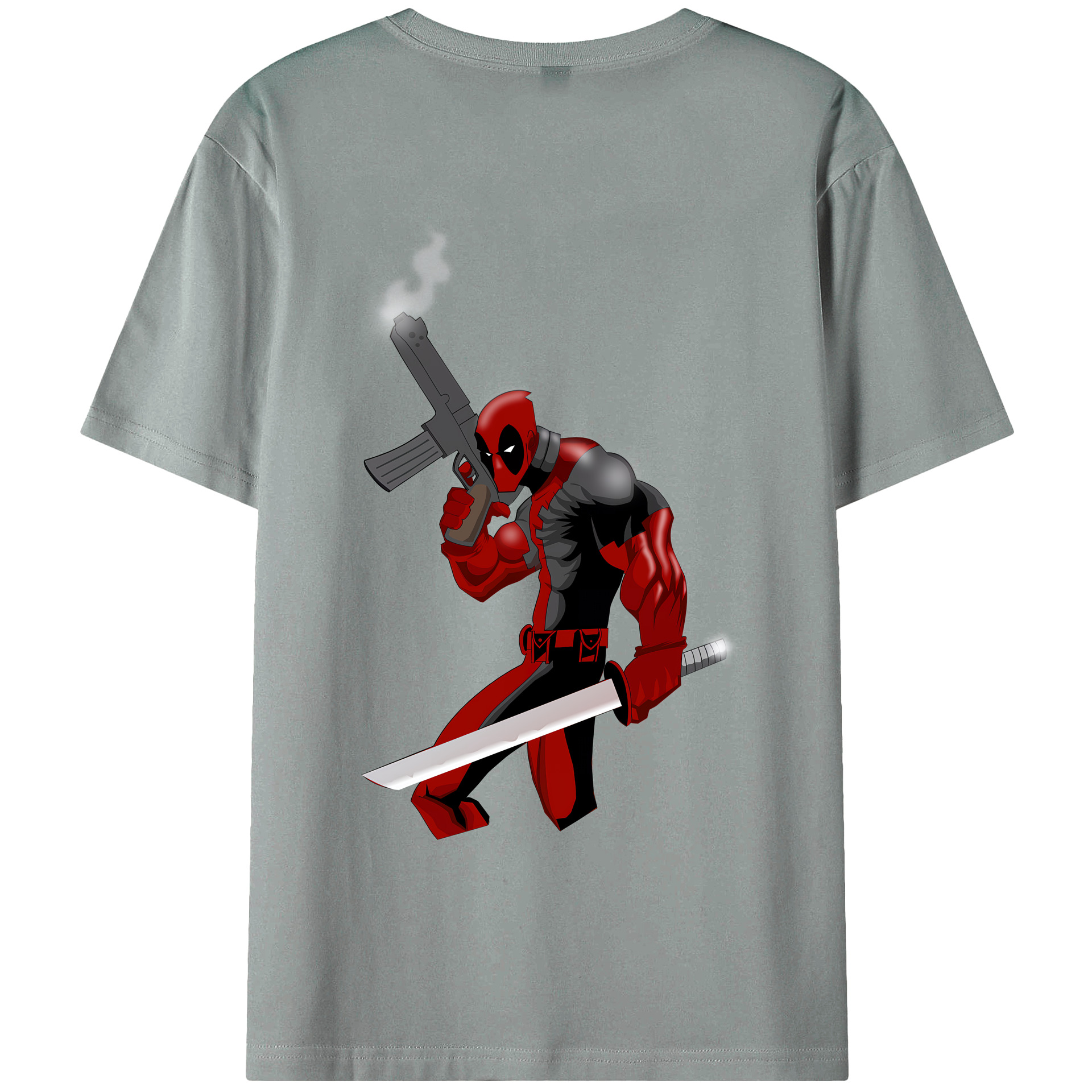 （画像用） Deadpool デッドプール 綿100％ メンズ半袖Tシャツ（バックプリント） 通気性